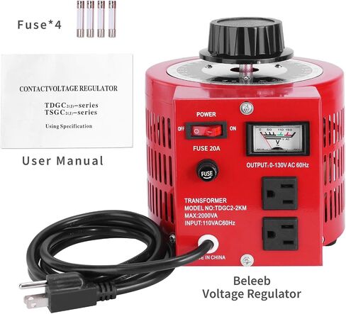 Beleeb 20Amp Variable Transformer Auto AC Voltage Regulator Power Supply, 2000VA Max, 0~130 Volt Output in Kuwait