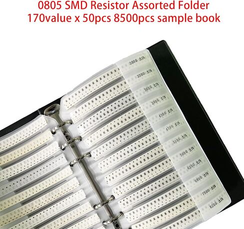 Easyscen 0402 SMD Resistor Sample Book (0 أوم - 10M أوم) SMD 1% مقاوم مجموعة متنوعة من الصناديق، مجلد متنوع، 170 قيمة، 8500 قطعة مجموعة كتب عينة المقاومة (Resistor-0402) in Kuwait