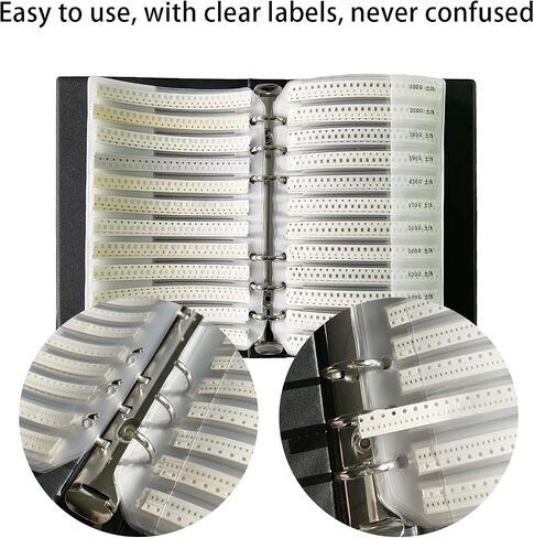 Easyscen 0402 SMD Resistor Sample Book (0 أوم - 10M أوم) SMD 1% مقاوم مجموعة متنوعة من الصناديق، مجلد متنوع، 170 قيمة، 8500 قطعة مجموعة كتب عينة المقاومة (Resistor-0402) in Kuwait