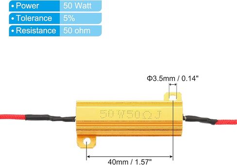 PATIKIL 50W 50 Ohm الألومنيوم شل المقاوم، 4 حزمة الألومنيوم الإسكان المقاوم يقع في حالة Wirewound المقاومات المسمار الحنفية السلطة المقاوم، الذهبي in Kuwait