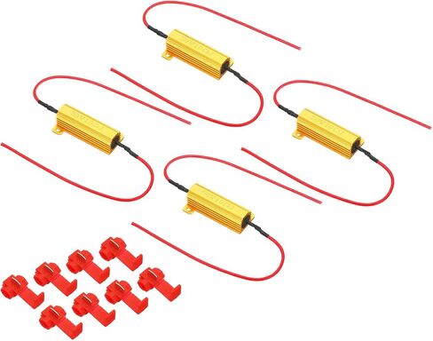 PATIKIL 50W 50 Ohm الألومنيوم شل المقاوم، 4 حزمة الألومنيوم الإسكان المقاوم يقع في حالة Wirewound المقاومات المسمار الحنفية السلطة المقاوم، الذهبي in Kuwait