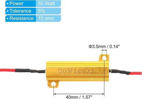 PATIKIL 50W 50 Ohm الألومنيوم شل المقاوم، 4 حزمة الألومنيوم الإسكان المقاوم يقع في حالة Wirewound المقاومات المسمار الحنفية السلطة المقاوم، الذهبي in Kuwait