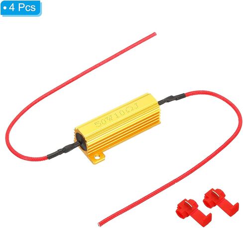 PATIKIL 50W 50 Ohm الألومنيوم شل المقاوم، 4 حزمة الألومنيوم الإسكان المقاوم يقع في حالة Wirewound المقاومات المسمار الحنفية السلطة المقاوم، الذهبي in Kuwait