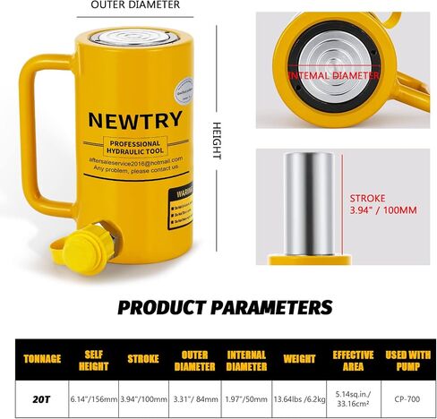 NEWTRY 20 طن أسطوانة هيدروليكية طويلة جاك 4 "السكتة الدماغية بورتا قوة رام جاك رفع اسطوانة تتراجع تلقائيا لبناء جسر بناء السفن in Kuwait