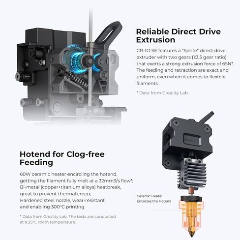 طابعة Creality CR 10 SE ثلاثية الأبعاد، 600 مم/ثانية CR Touch Auto Leveling ترقية Sprite Direct Extruder 300 درجة مئوية قضبان خطية للطباعة بدرجة حرارة عالية على المحور X وY حجم الطباعة 8.66 × 8.66 × 9.84 بوصة in Saudi Arabia