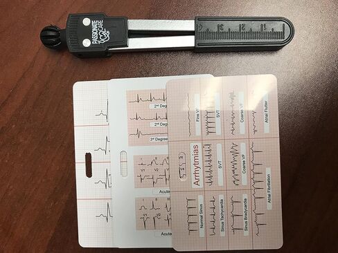 بطاقات شارة EKG الفرجار بلس ECG Rhythm مزيج مثالي للتقسيم 12 ورقة غش رئيسية للممرضات والطلاب الطبيين على الإطلاق. بطاقات الفرجار وفلاش ايديال in Kuwait