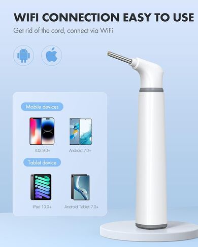 كاميرا أذن Anykit اللاسلكية مع رؤية مزدوجة، نطاق أذن WiFi 3.9 مم 720PHD مع أداة إزالة شمع الأذن للأطفال والكبار والحيوانات الأليفة، متوافقة مع Android وiPhone in Kuwait