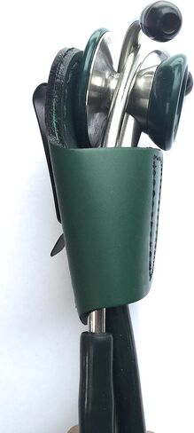 The BATCLIP (black) - Premium leather handmade clip-on stethoscope hip holder; no more neck carrying, loss, or misplacement. Proudly carry your high-end stethoscope with taste and style. in Kuwait