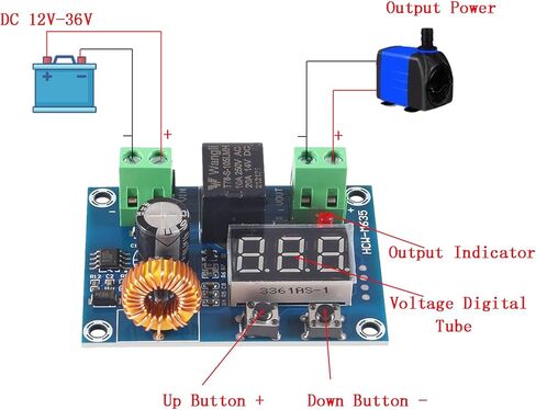 وحدة حماية الجهد الكهربي للتيار المستمر AEDIKO XH-M609 12-36 فولت عرض رقمي من الدائرة الكهربائية التفريغ الزائد حزمة من قطعتين in Kuwait