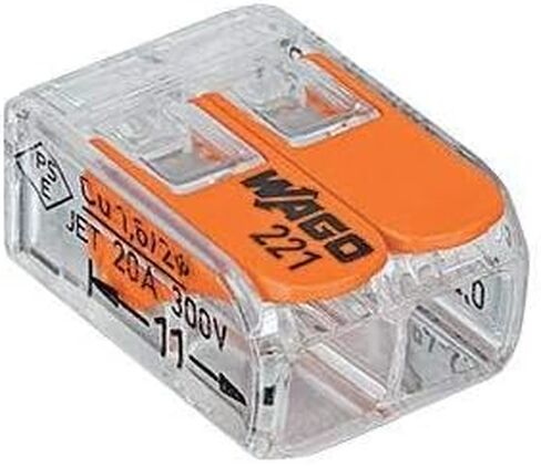 WAGO 221-412/VE00-2500 221 Series 2 Conductor AWG 24 – 12 Transparent Body Connector w/Levers - 50 Item(s), Clamp in Kuwait