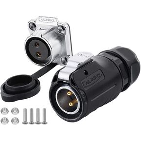 CNLINKO LP20 Series Waterproof Connector, IP68 Fast Locking Connect, 20A 500V 2pin m20 Male and Female LED Outdoor Power Connector (2 pin)