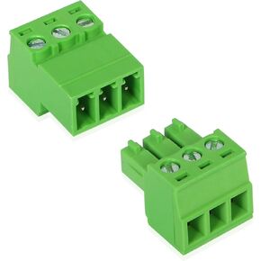 GINTOOYUN 5 Sets 3.81mm Phoenix Connector 4 Pin, 300V 15EDGRK 4-Pole 3.81mm Ground Circuit Terminal Blocks, 3.81mm Pitch 4P PCB Screw Terminals (Green-4P)