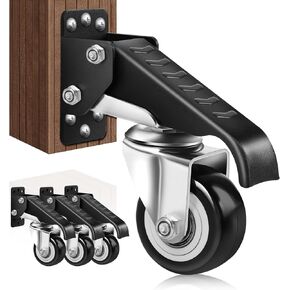 SPACECARE Heavy Duty Retractable Casters 600 Lbs Capacity Set of 4 Adjustable Stepdown Wheels or Workbenches Tables and Equipments ,Side Mounted