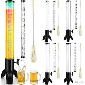 Mimosa Tower, 100oz/3L Drink Tower Dispenser with Ice Tube and LED Light, Tabletop Beer Dispenser (1pc)