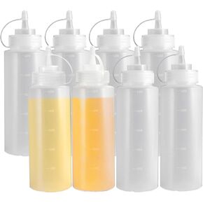 OAMCEG 8OZ Squeeze Bottles - 6 Pack Durable Plastic Condiment Bottles, Squirt Bottle with Discrete Measurements, for Ketchup, BBQ, Sauces, Syrup, Condiments, Dressings, Arts and Crafts in Saudi Arabia