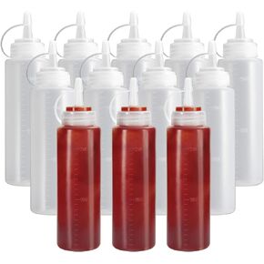 OAMCEG 8OZ Squeeze Bottles - 6 Pack Durable Plastic Condiment Bottles, Squirt Bottle with Discrete Measurements, for Ketchup, BBQ, Sauces, Syrup, Condiments, Dressings, Arts and Crafts in Kuwait