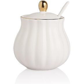 Sweejar Royal Ceramic Sugar Bowl, 8 Ounce Sugar Container with Spoon and Lid, Porcelain Salt Bowl Salt Container, Sugar Holder for Coffee Bar, Home and Kitchen(Jade) in Kuwait