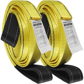 Partsam Premium 2 قطعة حزام سحب رافعة متين 3400Dtex - حبال شبكية شديدة التحمل - حبال بوليستر صناعية مسطحة للعين مقاومة للتآكل (10 أقدام × 2 بوصة) in Kuwait