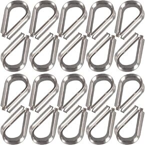 Cozihom M6 كشتبانات من الفولاذ المقاوم للصدأ لقطر 7/32 - 1/4 بوصة سلك حبل كابل Timble تزوير حزمة من 20 in Kuwait