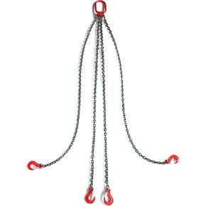 Pindex 1/4 Inch X 5 Ft Chain Slings for Lifting, G80 Alloy Steel Lifting Sling Hoist 3 Ton with 4 Leg Grab Hooks, 5 Feet