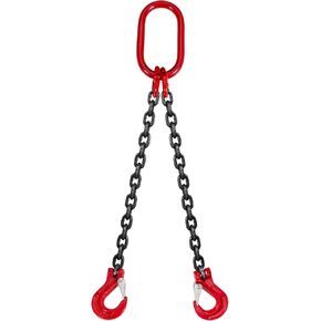 VENITOR 1/4" سلسلة حبال مع خطاف، 5 أقدام حبال سلسلة مزدوجة الساق، 4410 رطل سعة تحميل وضبط درجة 80 سبيكة محرك فولاذي سلسلة رافعة للآلات والموانئ ومواقع البناء - 2 طن in Kuwait