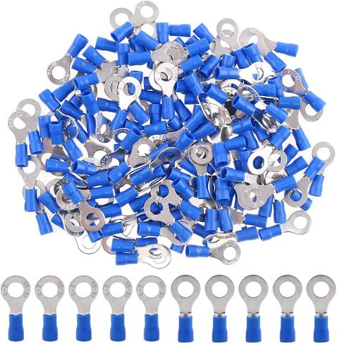 موصلات تجعيد الأسلاك الكهربائية بحلقة محطات معزولة 100 قطعة 16-14AWG من هيليتشي (أزرق، M6) in Kuwait