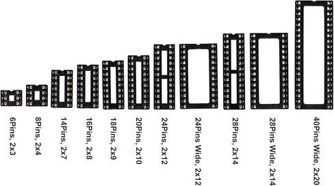 204 قطعة 11 أنواع DIP IC المقبس عدة 2.54 مللي متر 0.1 "الملعب 6 8 14 16 18 20 24 24 واسعة 28 28 واسعة 40 دبوس DIP IC المقبس اللحيم نوع محول مجموعة متنوعة in Kuwait