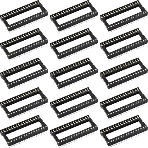 204 قطعة 11 أنواع DIP IC المقبس عدة 2.54 مللي متر 0.1 "الملعب 6 8 14 16 18 20 24 24 واسعة 28 28 واسعة 40 دبوس DIP IC المقبس اللحيم نوع محول مجموعة متنوعة in Kuwait