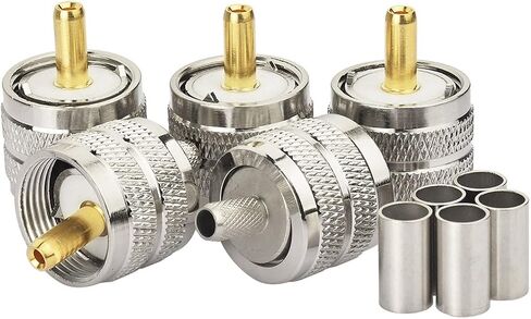 Eightwood 5pcs PL259 PL-259 UHF Male Crimp Coax Connectors RF Adapter for RG58 LMR195 Low Loss Coaxial Cable in Saudi Arabia