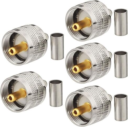 Eightwood 5pcs PL259 PL-259 UHF Male Crimp Coax Connectors RF Adapter for RG58 LMR195 Low Loss Coaxial Cable in Saudi Arabia