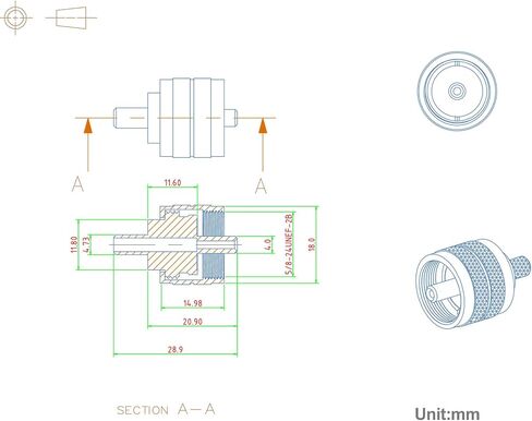 Eightwood 5pcs PL259 PL-259 UHF Male Crimp Coax Connectors RF Adapter for RG58 LMR195 Low Loss Coaxial Cable in Saudi Arabia