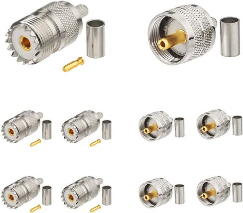 موصل تجعيد Superbat PL259 UHF ذكر PL-259 موصل محوري 5 عبوات | Cb كابل محوري ينتهي ل RG58 RG142 RG400 LMR-195 RG303 RG141 كابل قافز محوري in Kuwait