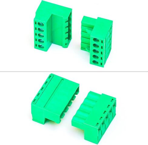 Tcenofoxy 5.08mm Male & Female 2/3/4/5/6/7/8/9/10/11/12/13/14/15/16/18/20/24 Pin Phoenix Connector No Soldering Green PCB Screw Terminal Block Connector (4Sets 5.08MF-3Pin) in Kuwait