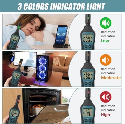 مقياس EMF 5HZ-3.5G، كاشف Vlifree EMF مع شاشة LCD رقمية بإضاءة خلفية للمجال الكهرومغناطيسي 5HZ-3500MHz، الإشعاع الإلكتروني، كاشف درجة الحرارة، اختبار EMF للمنزل، صيد الأشباح in Kuwait