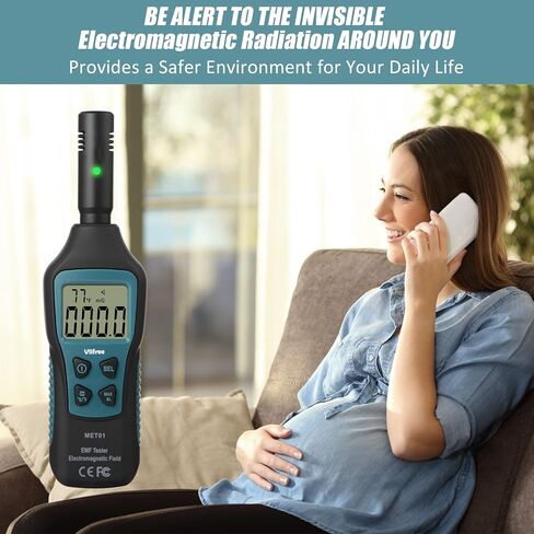مقياس EMF 5HZ-3.5G، كاشف Vlifree EMF مع شاشة LCD رقمية بإضاءة خلفية للمجال الكهرومغناطيسي 5HZ-3500MHz، الإشعاع الإلكتروني، كاشف درجة الحرارة، اختبار EMF للمنزل، صيد الأشباح in Kuwait