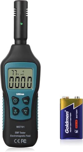 مقياس EMF 5HZ-3.5G، كاشف Vlifree EMF مع شاشة LCD رقمية بإضاءة خلفية للمجال الكهرومغناطيسي 5HZ-3500MHz، الإشعاع الإلكتروني، كاشف درجة الحرارة، اختبار EMF للمنزل، صيد الأشباح in Kuwait