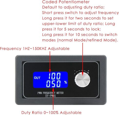 Frequency Generator, DROK DC 3.3V-30V 5-30mA 1Hz-150kHz Adjustable Output PWM Pulse Duty Cycle Square Wave Function Signal Generator Module in Kuwait