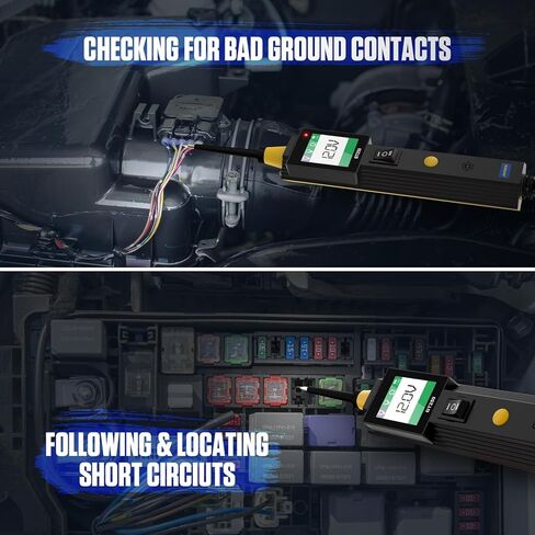 جهاز اختبار دائرة السيارات، جهاز اختبار مسبار دائرة الطاقة، جهاز اختبار الجهد الرقمي AC DC 6V 30V أداة اختبار النظام الكهربائي فحص مقاومة الصمام الثنائي لشاحنات المقطورة مع كابل 4.9 قدم وإضاءة LED in Kuwait