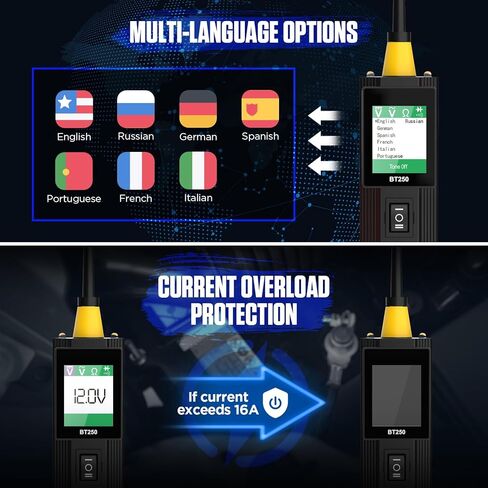 جهاز اختبار دائرة السيارات، جهاز اختبار مسبار دائرة الطاقة، جهاز اختبار الجهد الرقمي AC DC 6V 30V أداة اختبار النظام الكهربائي فحص مقاومة الصمام الثنائي لشاحنات المقطورة مع كابل 4.9 قدم وإضاءة LED in Kuwait