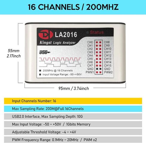 LA5032 USB Logic Analyzer 32 Channels 500M Max Sample Rate 10G Samples MCU/ARM/FPGA Debug Tool English Software，Support Windows(32bit/64bit),MAC OS,Linux,MIPI Analyzer in Saudi Arabia
