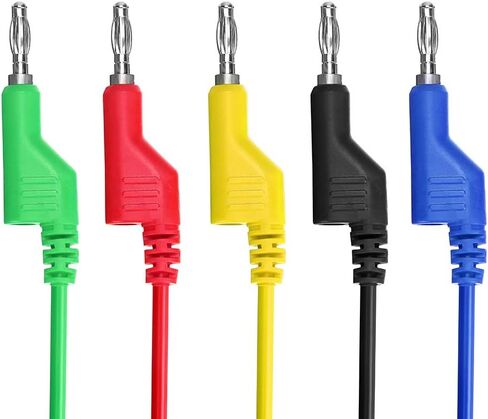 Sumnacon مولتيميتر الموز التوصيل إلى التمساح مشبك اختبار مسبار ، 5 قطع 4 مم قابل للتكديس سيليكون ملون الموز التوصيل إلى التمساح مشبك اختبار الرصاص سلك كابل 1 متر in Kuwait