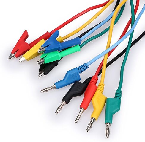 Sumnacon مولتيميتر الموز التوصيل إلى التمساح مشبك اختبار مسبار ، 5 قطع 4 مم قابل للتكديس سيليكون ملون الموز التوصيل إلى التمساح مشبك اختبار الرصاص سلك كابل 1 متر in Kuwait