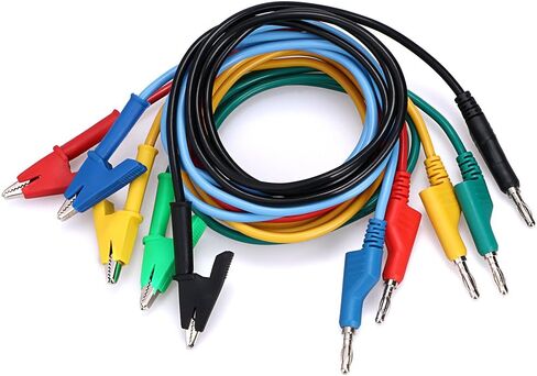 Sumnacon مولتيميتر الموز التوصيل إلى التمساح مشبك اختبار مسبار ، 5 قطع 4 مم قابل للتكديس سيليكون ملون الموز التوصيل إلى التمساح مشبك اختبار الرصاص سلك كابل 1 متر in Kuwait