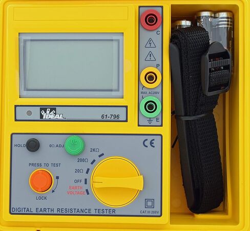 IDEAL INDUSTRIES INC. 61-796 Earth Ground Resistance Tester, 3-Pole, Carrying Case Included,Yellow,Green,Red in Kuwait