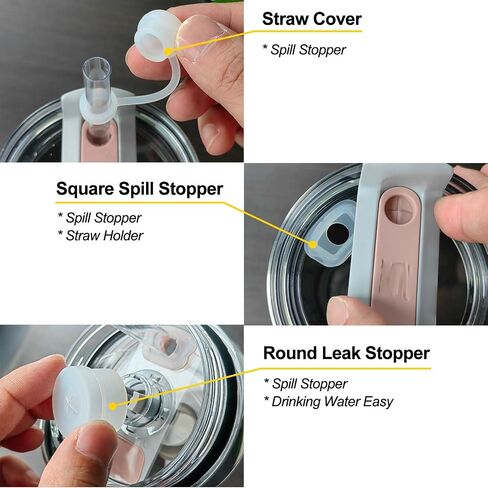 Spill Stopper Set Compatible with Stanley Cup 40oz 30oz, Cup Accessories Including Mushroom Straw Cover Cap and Leak Stopper set in Kuwait