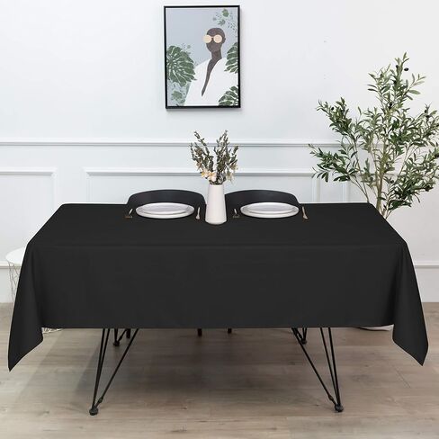 sancua White Tablecloths for 8 Foot Rectangle Tables, 6 Pack - Washable Polyester Fabric Table Cover for Wedding Wedding, Birthday Party, Banquet Reception, 60x120 Inch in Saudi Arabia