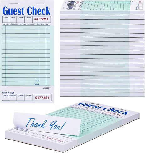Methdic Guest Checks Server Note Pads 250 Orders Waitress Notepad for Restaurants (5 Books) in Kuwait