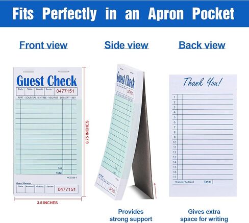 Methdic Guest Checks Server Note Pads 250 Orders Waitress Notepad for Restaurants (5 Books) in Kuwait
