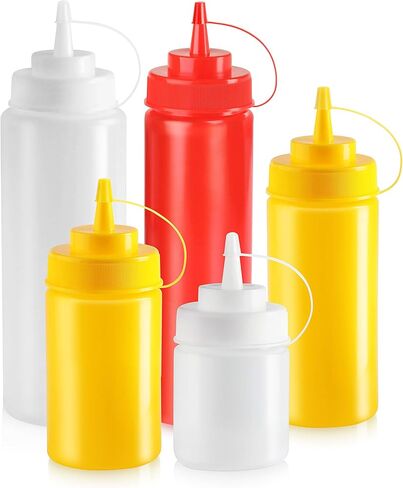 نيو ستار فود سيرفر زجاجات ضغط من البلاستيك، فوهة واسعة، 24 اونصة، شفافة، عبوة من 6 قطع، 533814 in Kuwait