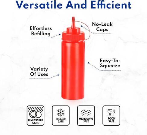 نيو ستار فود سيرفر زجاجات ضغط من البلاستيك، فوهة واسعة، 24 اونصة، شفافة، عبوة من 6 قطع، 533814 in Kuwait
